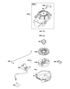 Flywheel, Ignition, And Starter Group Diagram and Parts List for 104M02-0031-H5 100000 - 19Z999 Briggs and Stratton Engine